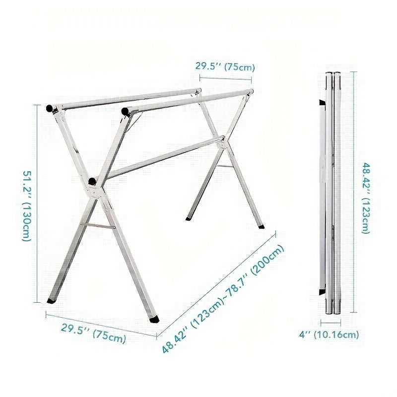 Clothes Drying Rack 63" and 78.7" Two Types, Retractable Length and Folding Outdoor Indoor Use Durable Metal Drying Rack, Drying Rack Clothing Collapsible - product image 4