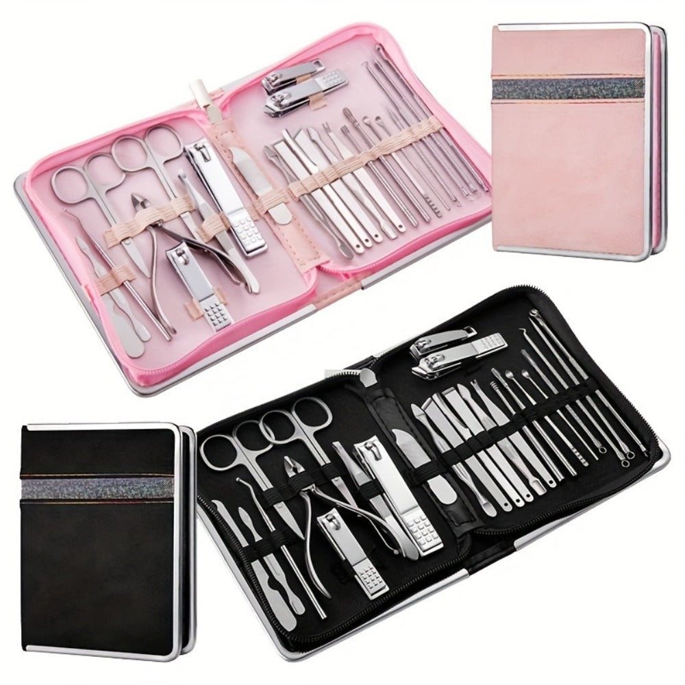 Manicure Pedicure Set 26pcs Pink Stainless Steel – Precision Nail Clippers Cuticle Nipper & Dead Skin Scissors 45° Blade Professional Grooming Kit for Women & Men, Elegant Gift Set - product image 11