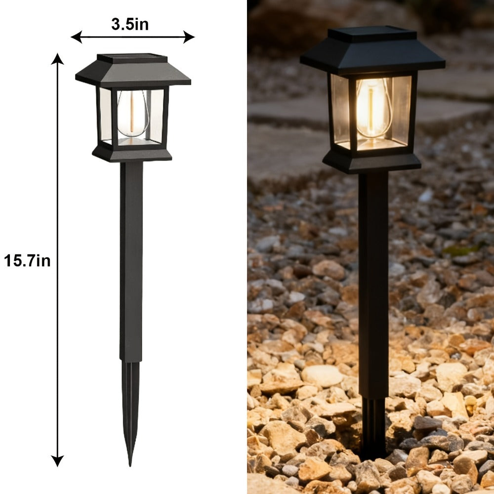Solar Pathway Lights Outdoor Edison Style LED – Up to 12 Hours Auto On/Off IP44 Waterproof | Warm White Solar Garden Lights for Yard, Driveway & Walkway | Black & Brown Upgraded St - product image 4