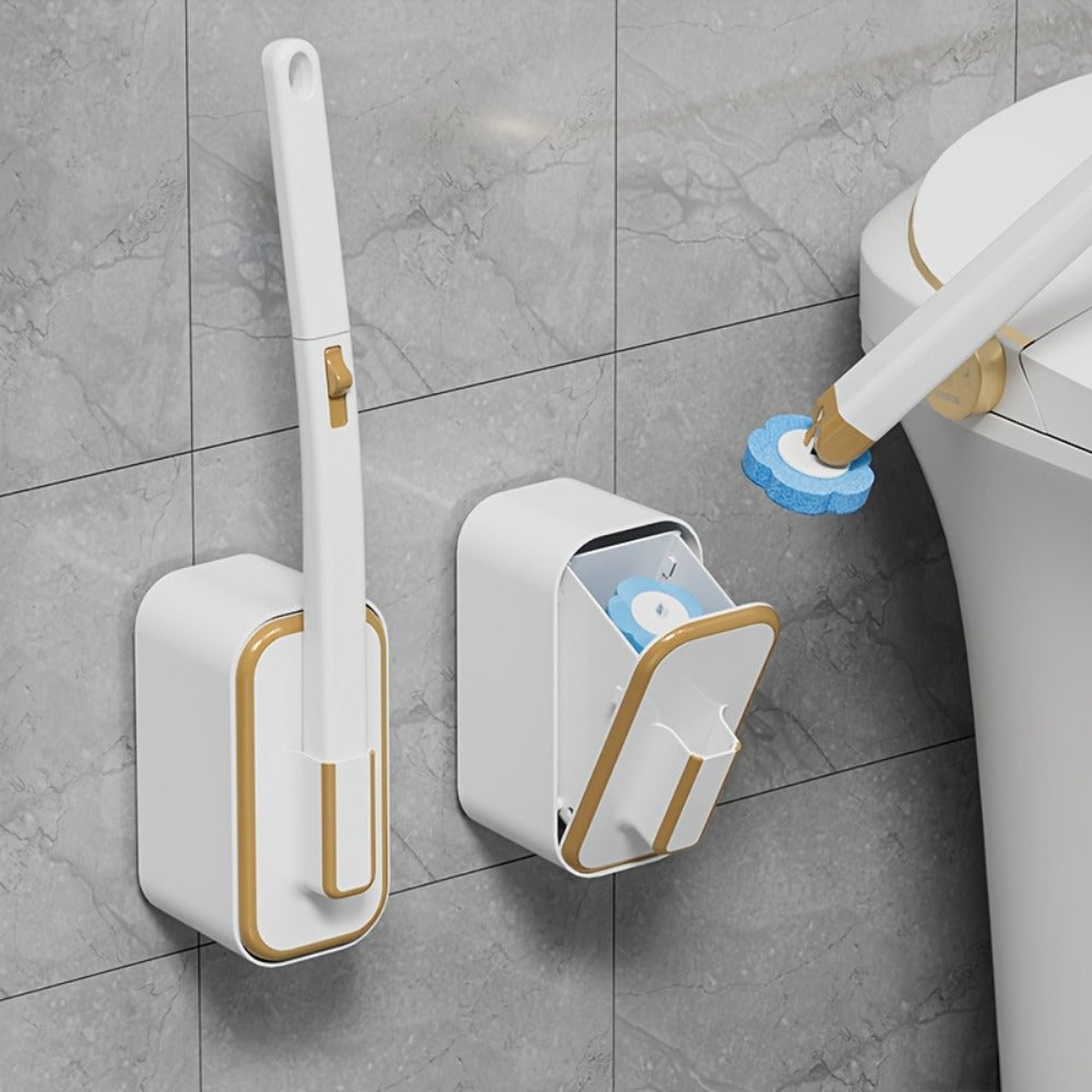 Wall-Mounted Toilet Brush Set with 8 Disposable Heads | No-Drill Easy Install, Long Handle Bathroom Cleaning Brush, Replaceable Brush Heads for Toilet Bowl, Home & Commercial Use,  - product image 11