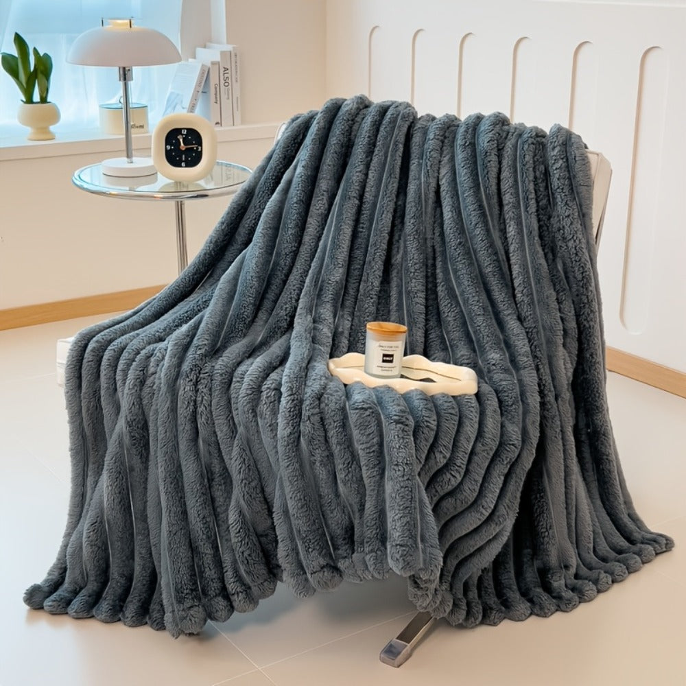 Reversible Faux Rabbit Hair Blanket – Thickened Soft Thermal Throw for Bed, Nap, Office & Camping, All Season, 4 Colors, 5 Sizes - product image 12