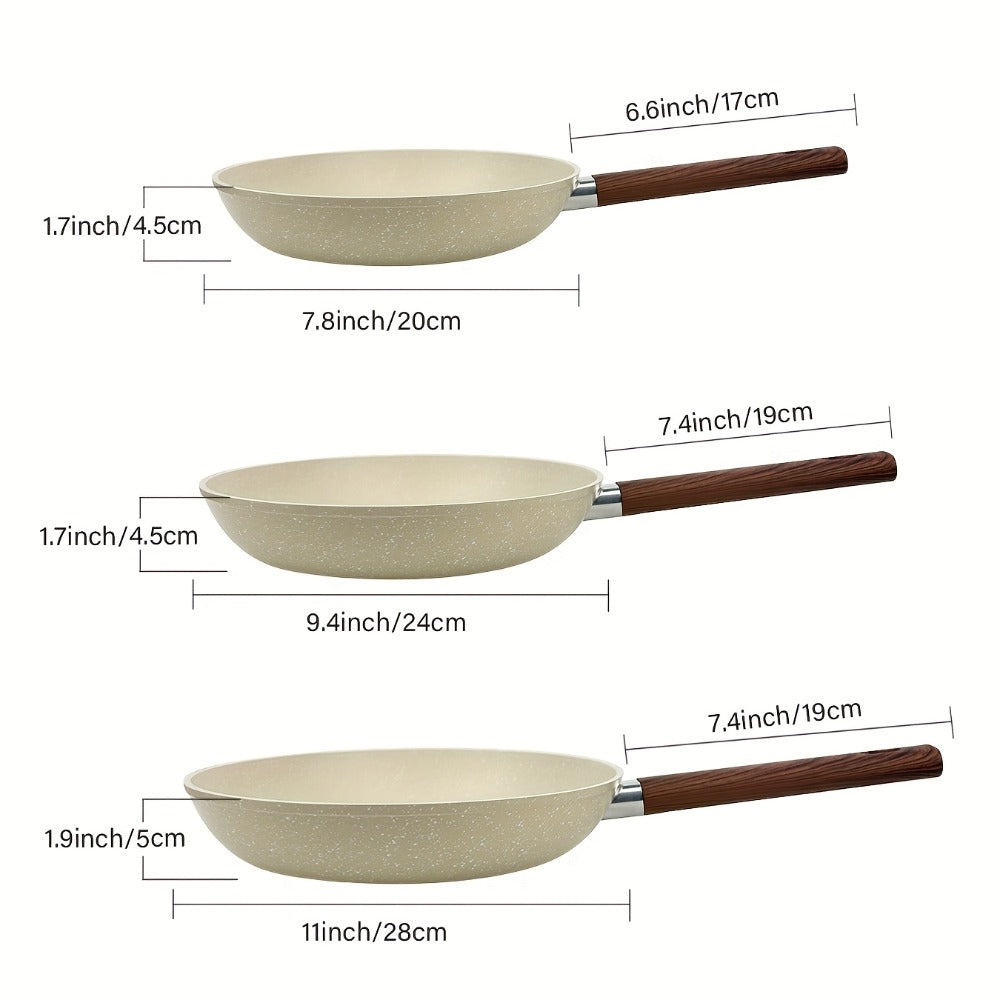 Non-Stick Frying Pan Set 3-Piece 7 9.5 11 Inch – Dishwasher Safe Skillet Set with Insulated Handle | Induction Compatible Home Kitchen Pans in Beige Grey & Black | Durable Even-Hea - product image 20