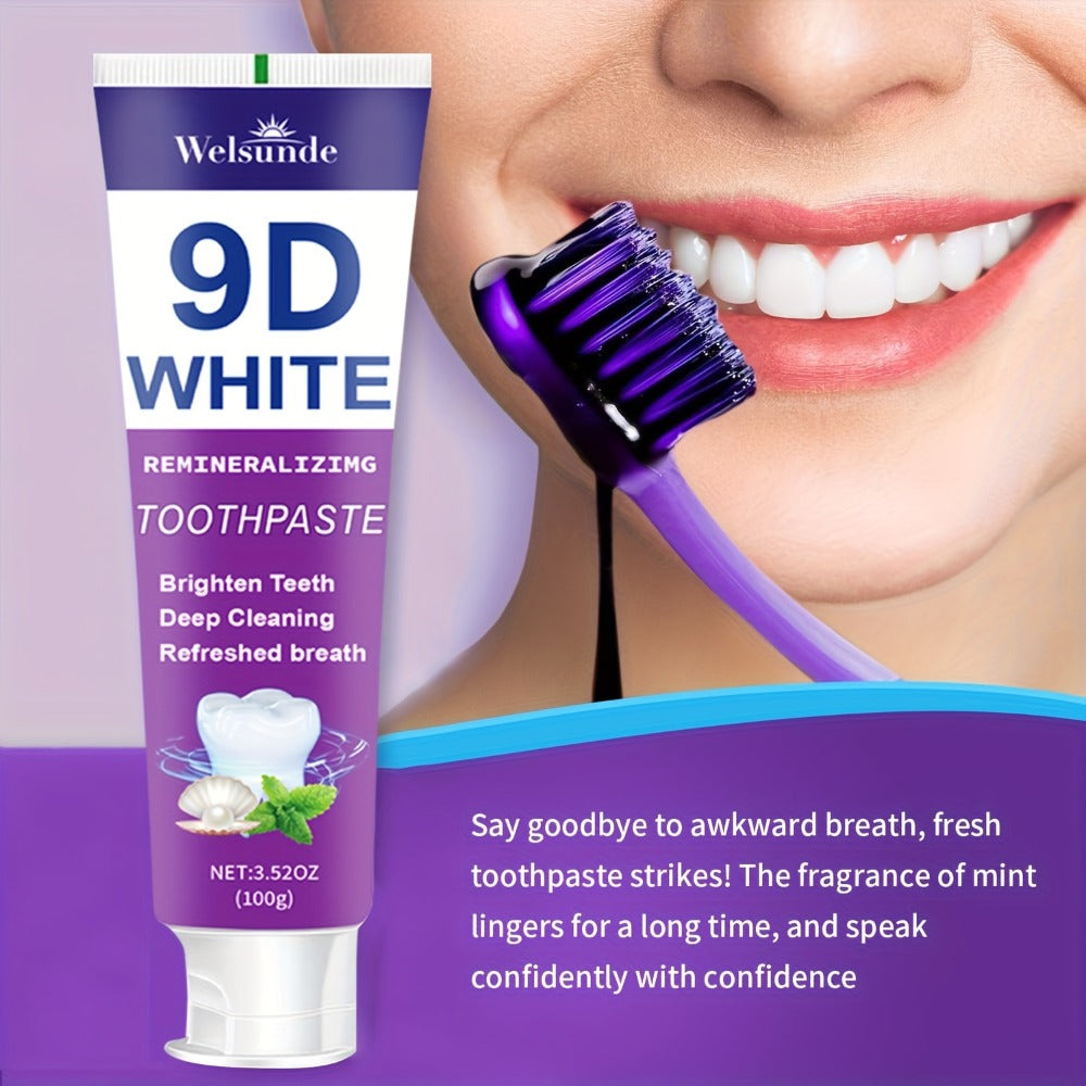 Purple Toothpaste 2pcs Hydroxyapatite Whitening Deep Cleaning European Formula Mint Flavor Fresh Breath Gentle on Gums Travel Size 100g Oral Care Gift for Women Men Sensitive Teeth - product image 9