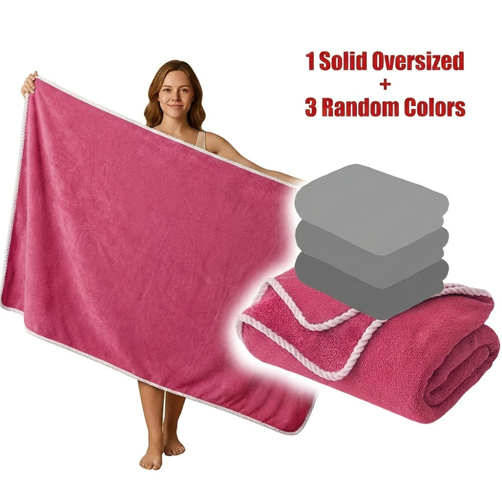 Extra Large Bath Towel Set 4 Piece for Women - 300GSM Ultra Soft Quick Dry Absorbent Solid Color Hand Towels | Orange Green Blue Purple Pink | Spa Yoga Fitness Gym Bathroom Gift - product image 14