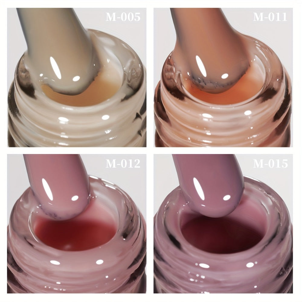 Jelly Gel Nail Polish Set 4pcs Nude Icy Translucent - Semi-Permanent LED Cured Long Lasting Glossy DIY Home Manicure Nail Art Kit 0.51oz - product image 5
