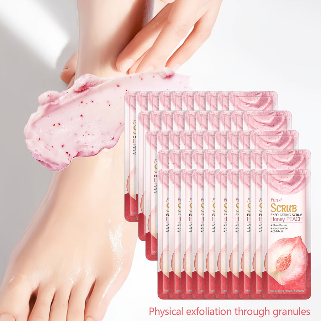 Exfoliating Body Scrub Peach Cream 50pcs Jojoba Bead Foot & Body Skin Gentle Cleansing Moisturizing Smooth Nourish Portable Travel Size Sachet - product image 9