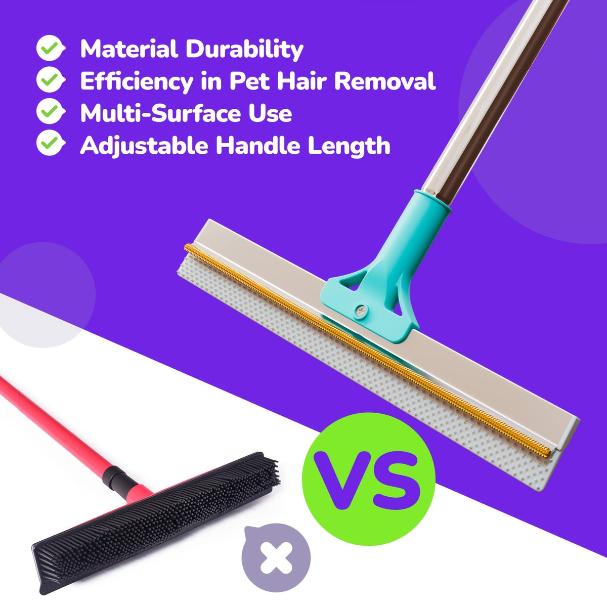 Pet Hair Remover Carpet Rake – 51-Inch Long Handle Dog & Cat Hair Removal Tool for Carpets, Rugs, Upholstery & Stairs – Deep Cleaning Fur Rake – Reusable & Ergonomic Design for All Floor Types