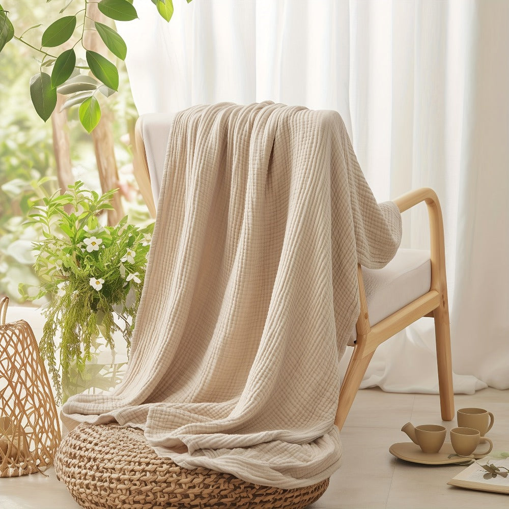 Muslin Blanket 100% Cotton 6-Layer – Breathable Soft Gauze Throw for Couch & Bed, All Season, Machine Washable, 13 Colors, 5 Sizes - product image 8