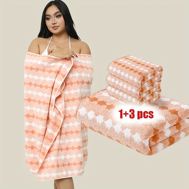 Extra Large Bath Towel Set 4 Piece for Women - 300GSM Ultra Soft Quick Dry Absorbent Solid Color Hand Towels | Orange Green Blue Purple Pink | Spa Yoga Fitness Gym Bathroom Gift - product image 15