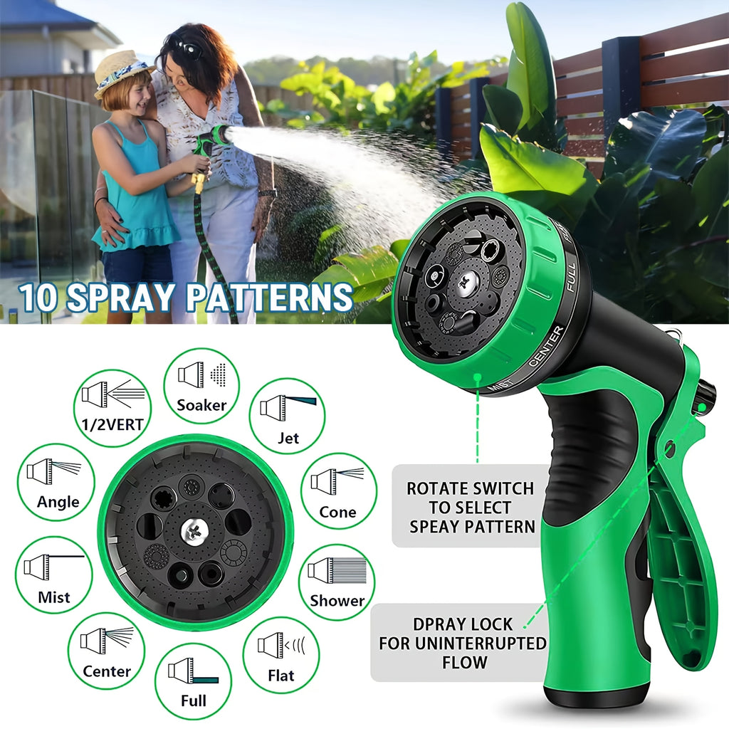 Garden Hose 100Ft/150Ft/75Ft/50Ft/25Ft/15Ft/10Ft with 10-Function High-Pressure Spray Nozzle, Lightweight, Non-Expandable Water Hose for Yard, Lawn, Car Wash - product image 7