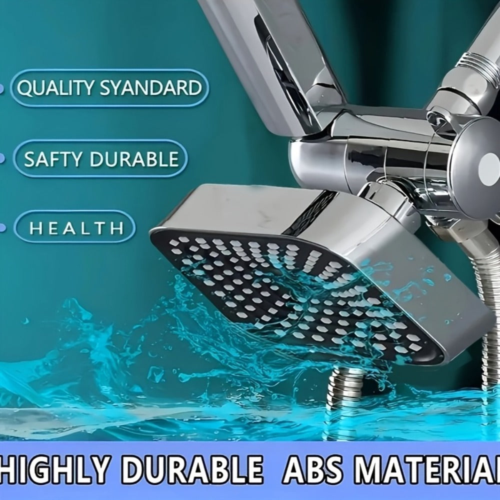 2-in-1 High Pressure Handheld Shower Head Set with Rain Showerhead – Long Hose T-Valve ABS Wall Mount Bathroom Upgrade - product image 10