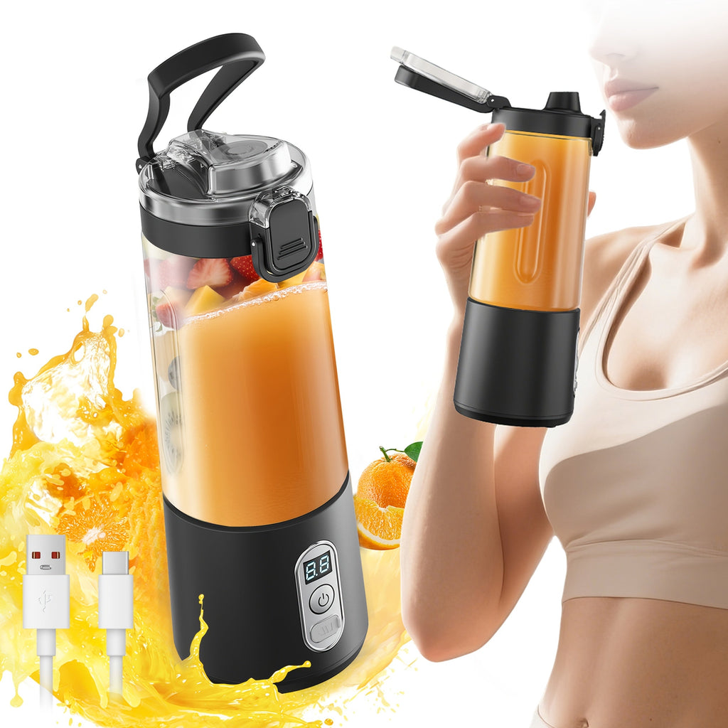 Portable Smoothie Blender USB-C Fast Charge 6-Blade Stainless Steel – Digital Timer Battery Display High-Speed Ice Crush No-Spill Lid | Protein Shake Gym Travel Blender in Black Pi - product image 45