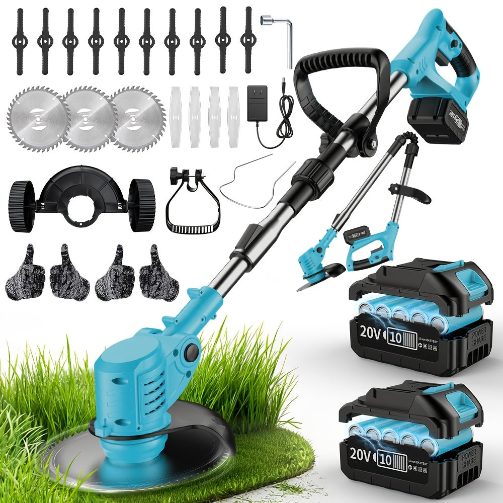 Portable Cordless Electric Lawn Mower, 3-in-1 Trimmer Edger Shrub Cutter W/ Adjustable Height & Rotating Head 3 Blades & 2 High-Capacity Lithium Batteries - product image 7