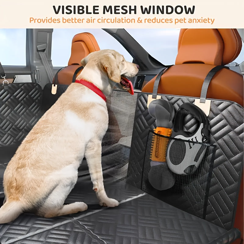 Heavy Duty Car Seat Cover for Dogs Supports 400 lbs, Waterproof Backseat Hammock Bed for SUVs Trucks & Most Cars, Full Coverage with Mesh Window & Storage - product image 6