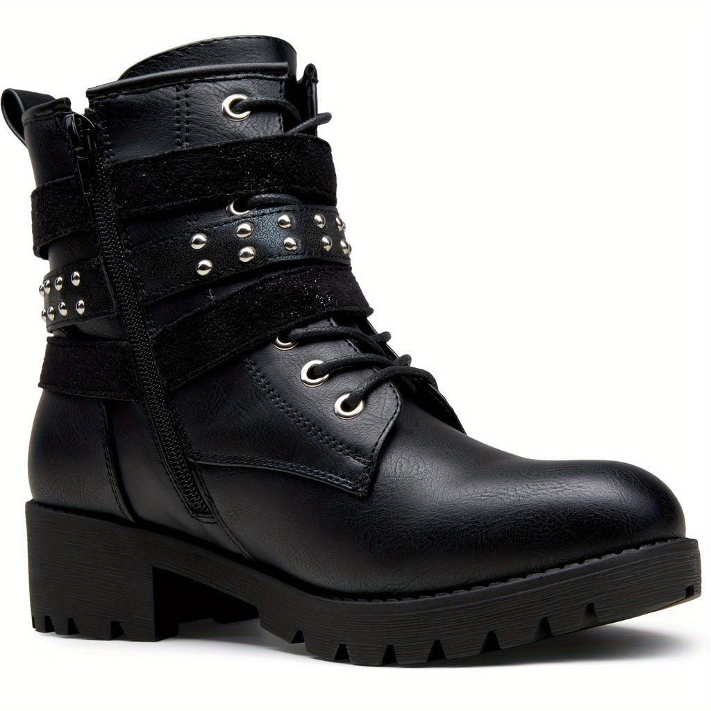 Womens' Combat Lace up Ankle Boots Motorcycle Booties, Women Shoes - product image 5