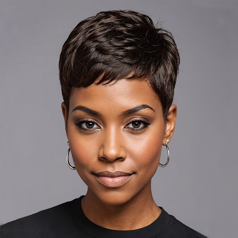 Pixie Cut Wig with Bangs Short Synthetic Body Wave 4 Inch Multi-Color Women Wig for Daily Wear Halloween Christmas Party Music Festival Modern Style - product image 4