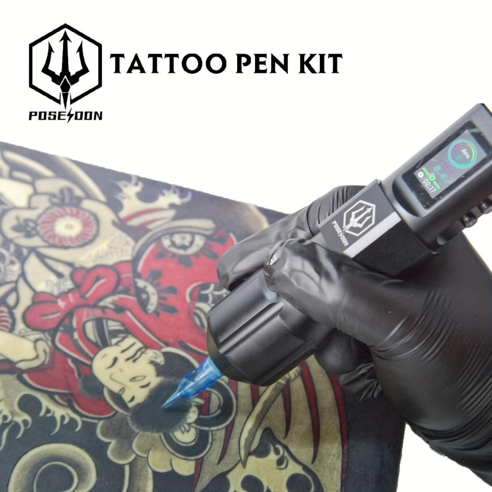 Professional Tattoo Machine Kit Wireless with LED Display - LTK08 Rotary Pen 20 Needles 11 Inks Practice Skin Carrying Bag Blue Soap Complete Tattoo Supply Set for Artists & Beginn - product image 7