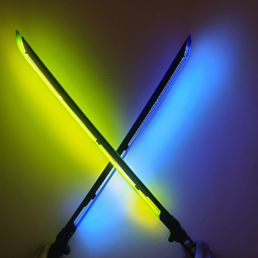 1:1 Scale Sci-Fi Glowing Sword for Cosplay Halloween Masquerade Party Display Collectible Blunt Safe Red Orange Green – LED Cyberpunk Katana Prop 80cm Acrylic - product image 13