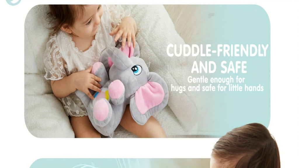 Plush Musical Elephant Baby Toy with Music & Lights | Soft Stuffed Animal Sensory Toy for Infants 6+ Months, Cuddly Light Up Elephant Comfort Toy, Christmas & Birthday Gift for Baby Boys & Girls
