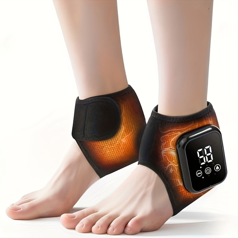 Foot Massager Electric Heated Ankle Wrap | 3 Heat Levels 3 Vibration Modes Touch Screen Timer | Relieves Ankle Pain Plantar Fasciitis Arthritis Muscle Fatigue | Fits Left & Right F - product image