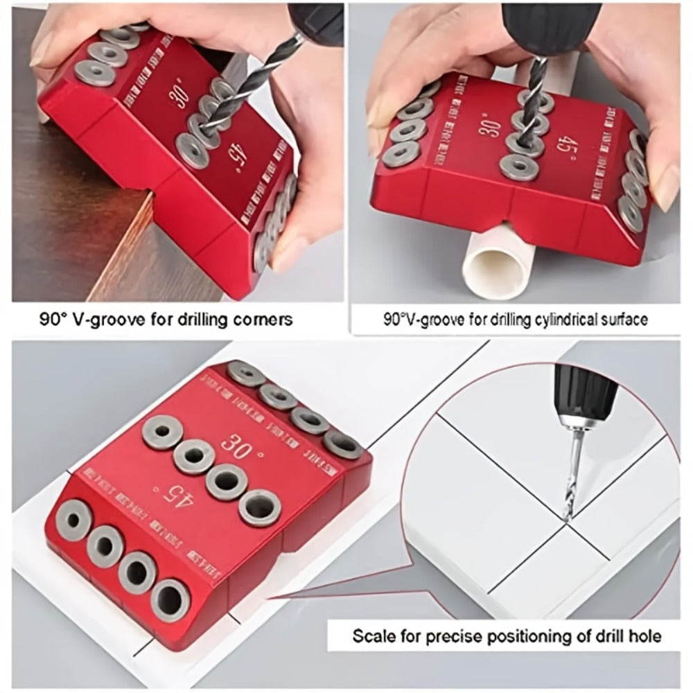 Multi-Angle Drill Guide Jig 30 45 90 Degree All-Metal for Cable Railing Lag Screw Installation Deck Stair Handrail Post Hole Drilling Precise Railing Setup Tool Red - product image 4