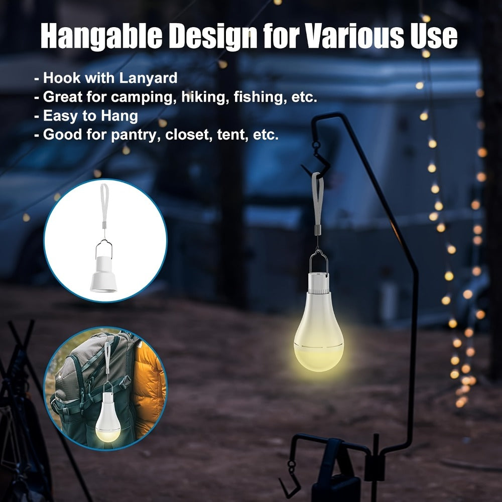 USB Rechargeable Light Bulbs 2-Pack with Remote Control Dimmable Timer 3 Color Temperatures E26 9W 350LM 2000mAh Emergency LED Bulb with Hook for Camping - product image 6