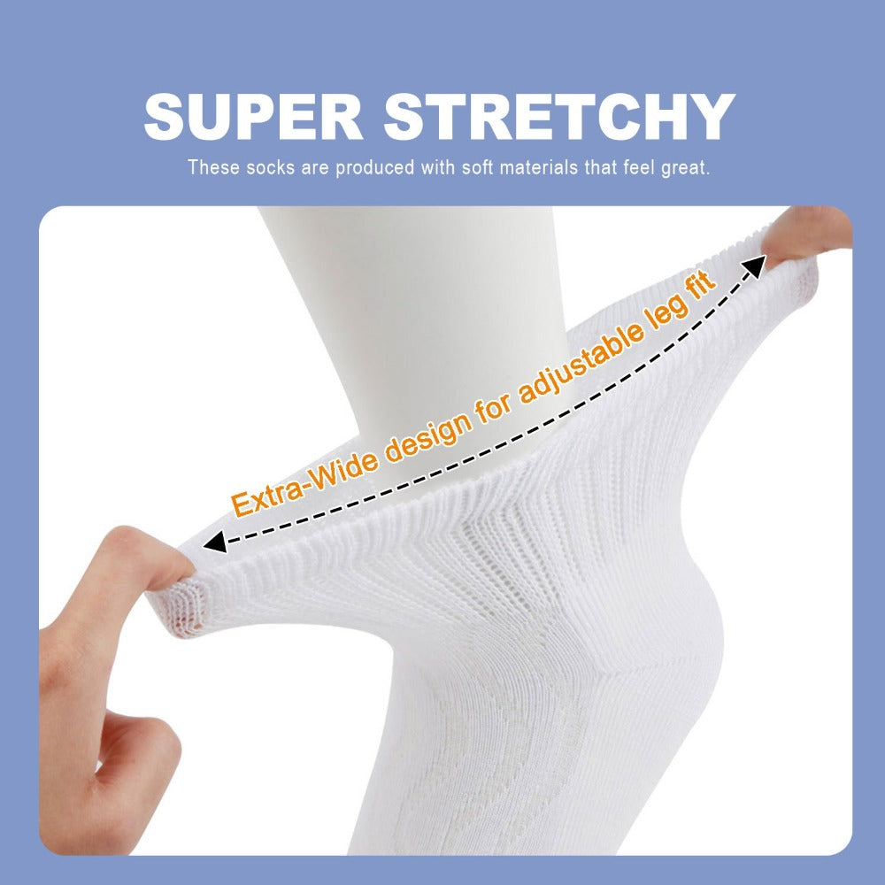Diabetic Socks for Men & Women, 12 Pairs Non-Binding Wide Top Ankle Socks with Extra Cushioned Sole, Seamless Toe, Soft Cotton Comfort Socks for Sensitive Feet, Black & White - product image 7
