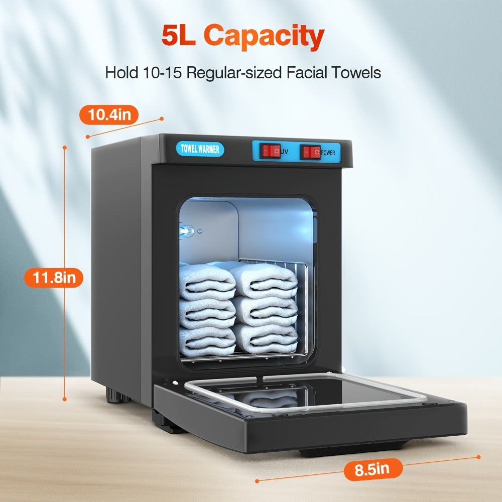 UV Hot Towel Warmer Cabinet 1.32 Gal 2-in-1 Heating & UV Sterilization — Freestanding Professional Spa Heater for Salon, Barber, Esthetician, Gym, Hotel & Home, Black & White - product image 7