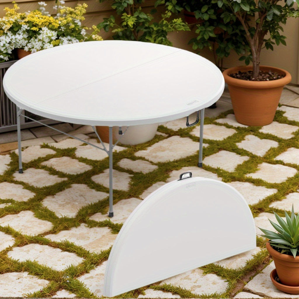 Round Folding Table 48" / 60" Bi-Fold HDPE 1.75" Thick Top Rust-Resistant Steel Frame for Wedding, Party & Commercial Events — 1, 2 or 4 Pack - product image 2