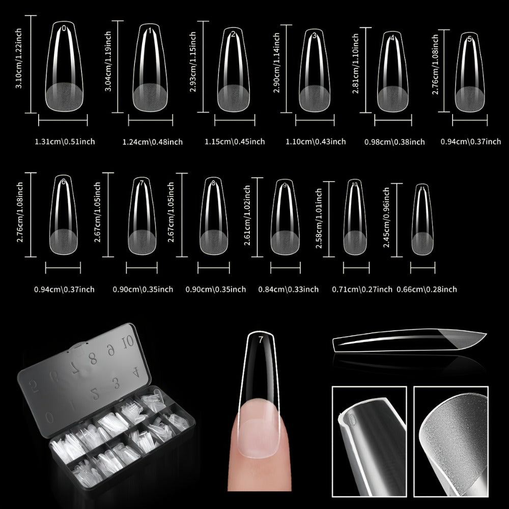Gel Nail Tips 600 Pieces Clear Crystal Full Cover Nail Extensions – Almond Oval Coffin Stiletto Square Short Medium Long Soft Gel False Nails for Salon & DIY Nail Art Women - product image 20