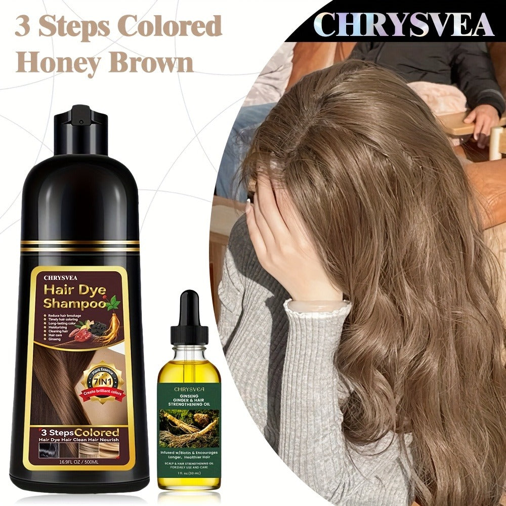 Hair Dye Shampoo with Rosemary Essential Oil Set 7-in-1 16.91 oz — 100% White & Gray Hair Coverage, Herbal Formula, 9 Shades, Long-Lasting Color, No Mix, Scalp Nourishing, Unisex M - product image