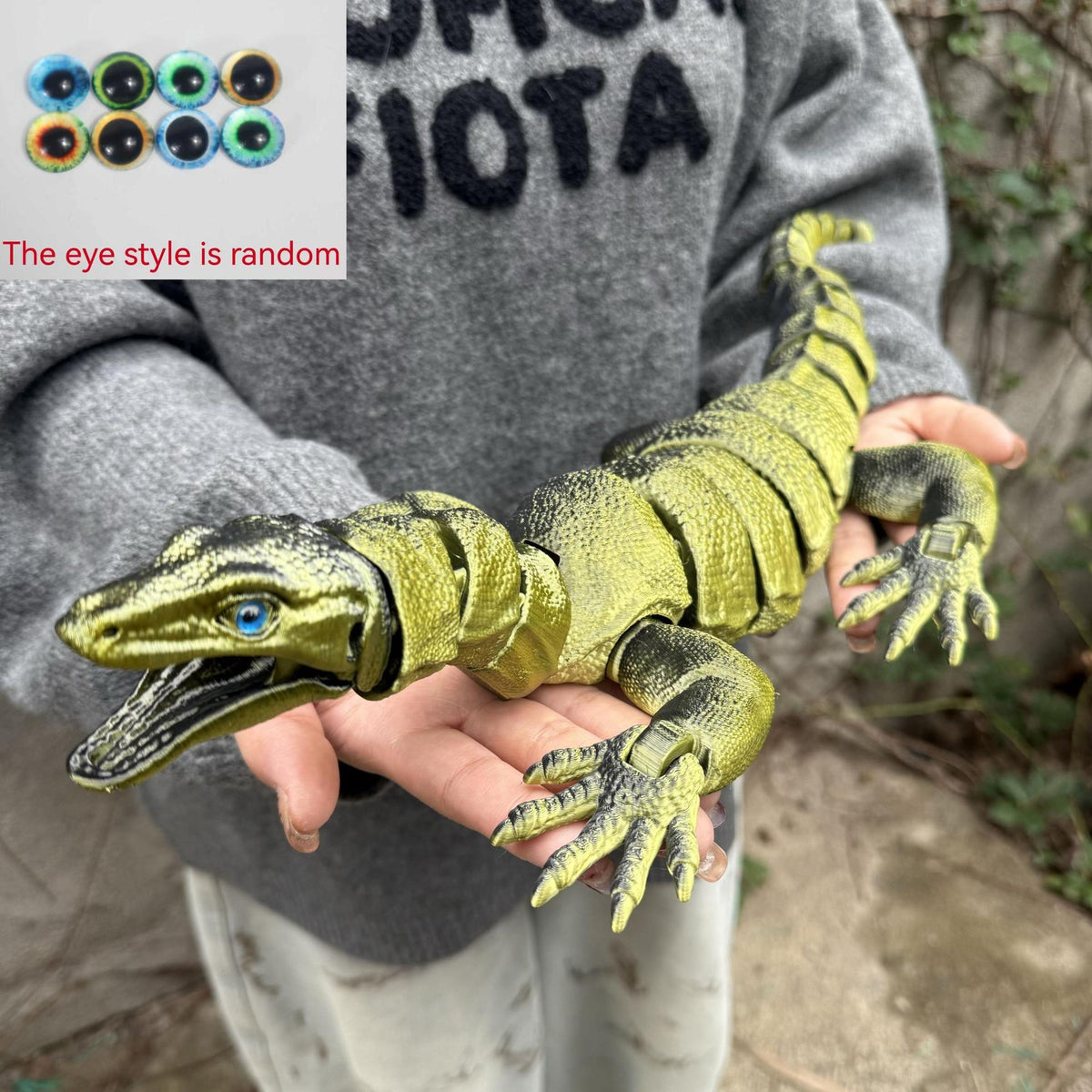 Giant Lizard Figurine 21 Inch 3D Printed | Realistic Reptile Animal Model Openable Mouth Hassle-free 3-Part Assembly 7 Color Styles, Desk Decor Unique Gift for Kids Adults Reptile Lovers