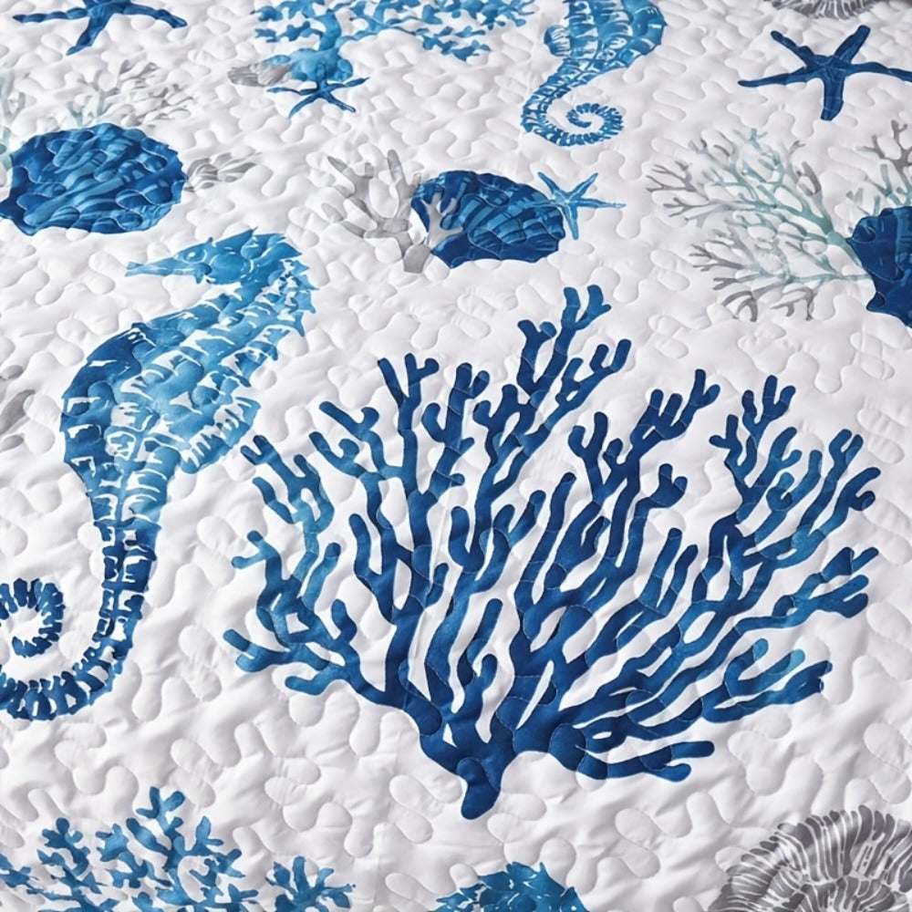 Duvet Cover Set 3 Piece Ocean Style Seahorse Coral Pattern Soft Breathable Microfiber Bedding Set with 2 Pillowcases Machine Washable All Season Comforter Cover for Bedroom Dorm Tw - product image 7
