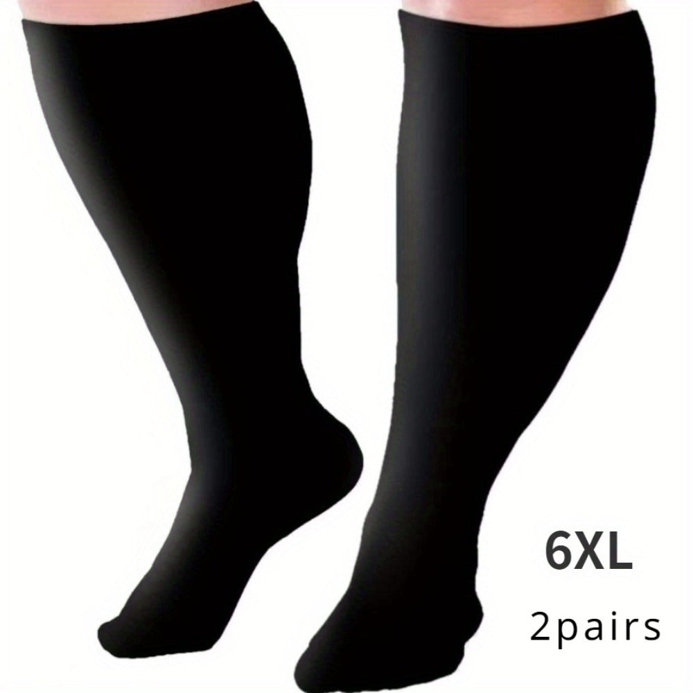 Plus Size Compression Socks 2 Pairs High Elasticity Sports Fitness Oversized Socks for Men Women 2XL 3XL 4XL 5XL 6XL 7XL Running Athletic Support - product image 11