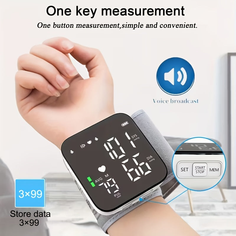 Automatic Wrist Blood Pressure Monitor with Large LCD Screen - Digital Blood Pressure Cuff with Hypertension Detector, Heart Rate & Pulse Meter