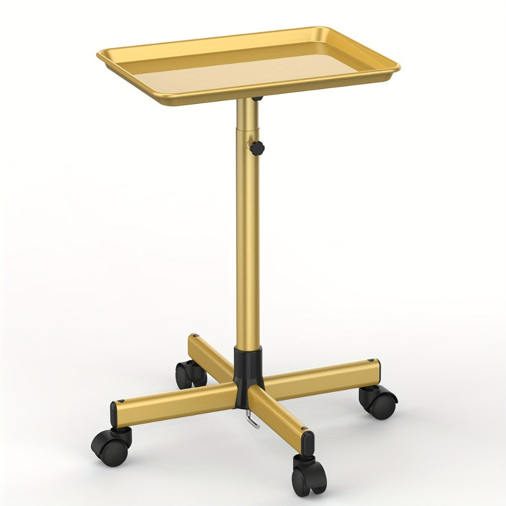Salon Rolling Tray Cart with Wheels & Adjustable Height 30"-42" - Professional Trolley with Removable 18"x13" Tray, 360° Swivel Casters for Hair Stylist Tattoo Esthetician, Gold &  - product image