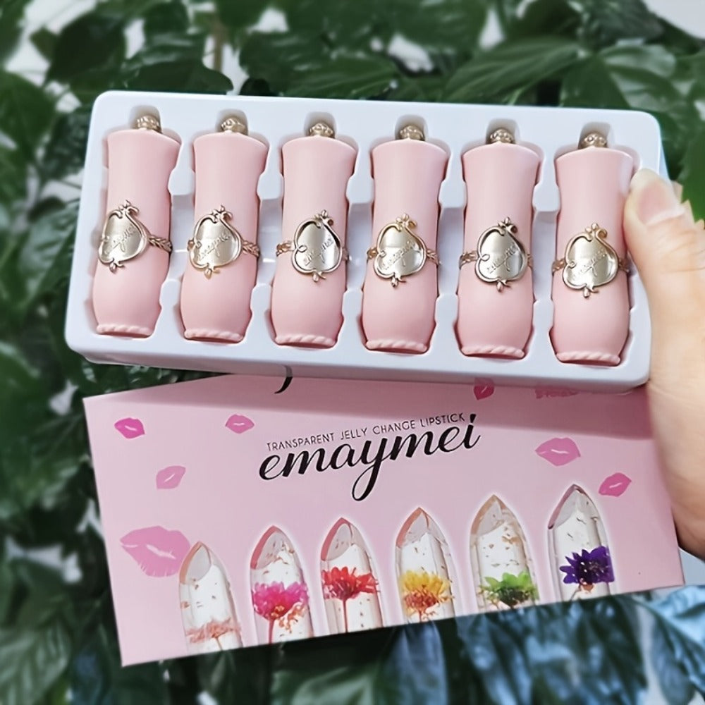 Jelly Lip Balm Set 6 Pack Color Changing — Temperature-Sensitive Dried Flower Extract, Sheer Moisturizing Clear Gloss, Natural Pink Tint, Long-Lasting Hydration Lip Care for Women - product image 2