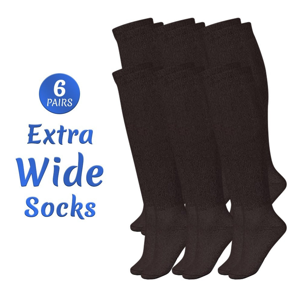 Extra Wide Socks for Swollen Feet 6 Pairs Stretch to 30 Inch Non-Binding Seamless Loose Fit Neuropathy Bariatric Edema Socks for Men Women Plus Size Seniors Multi Color - product image 9