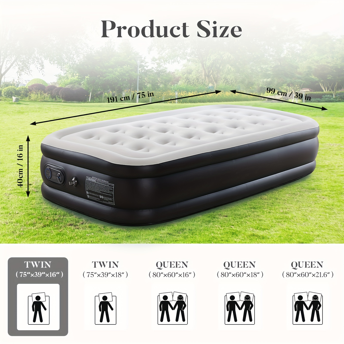 Camping Air Mattress with High-Capacity Pump – Anti-Deformation Honeycomb PVC Construction, Soft Flocking Top for Comfort, Outdoor Inflatable Sleeping Pad for Tent Camping Backpacking Adults
