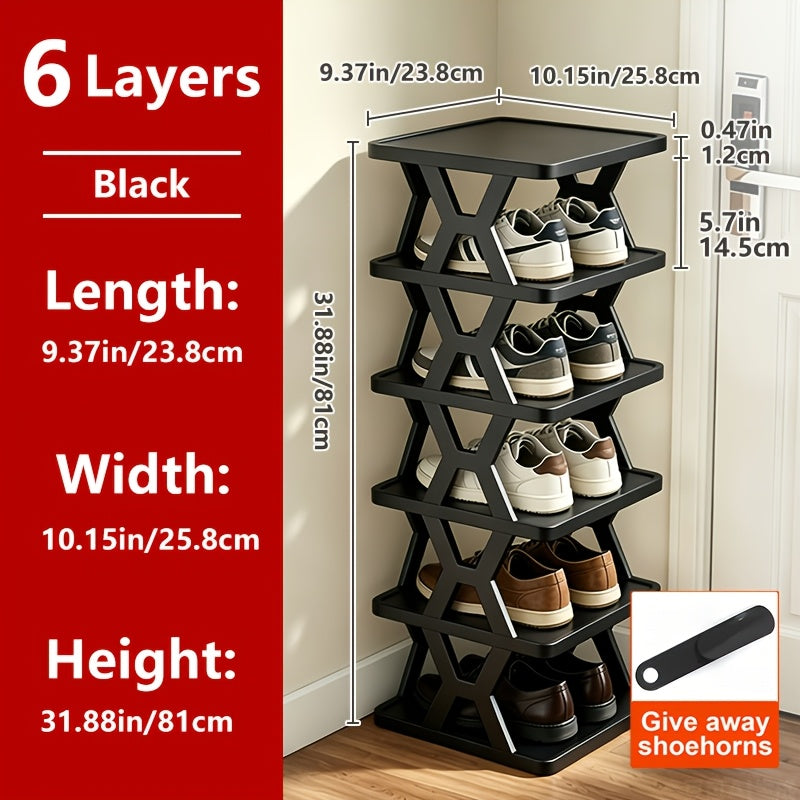 Shoe Rack Organizer 6 or 9 Tier - Space Saving Folding Shoe Rack for Hallway Doorway Bedroom Dorm, Narrow Entryway Shoe Storage, Black or White - product image 15