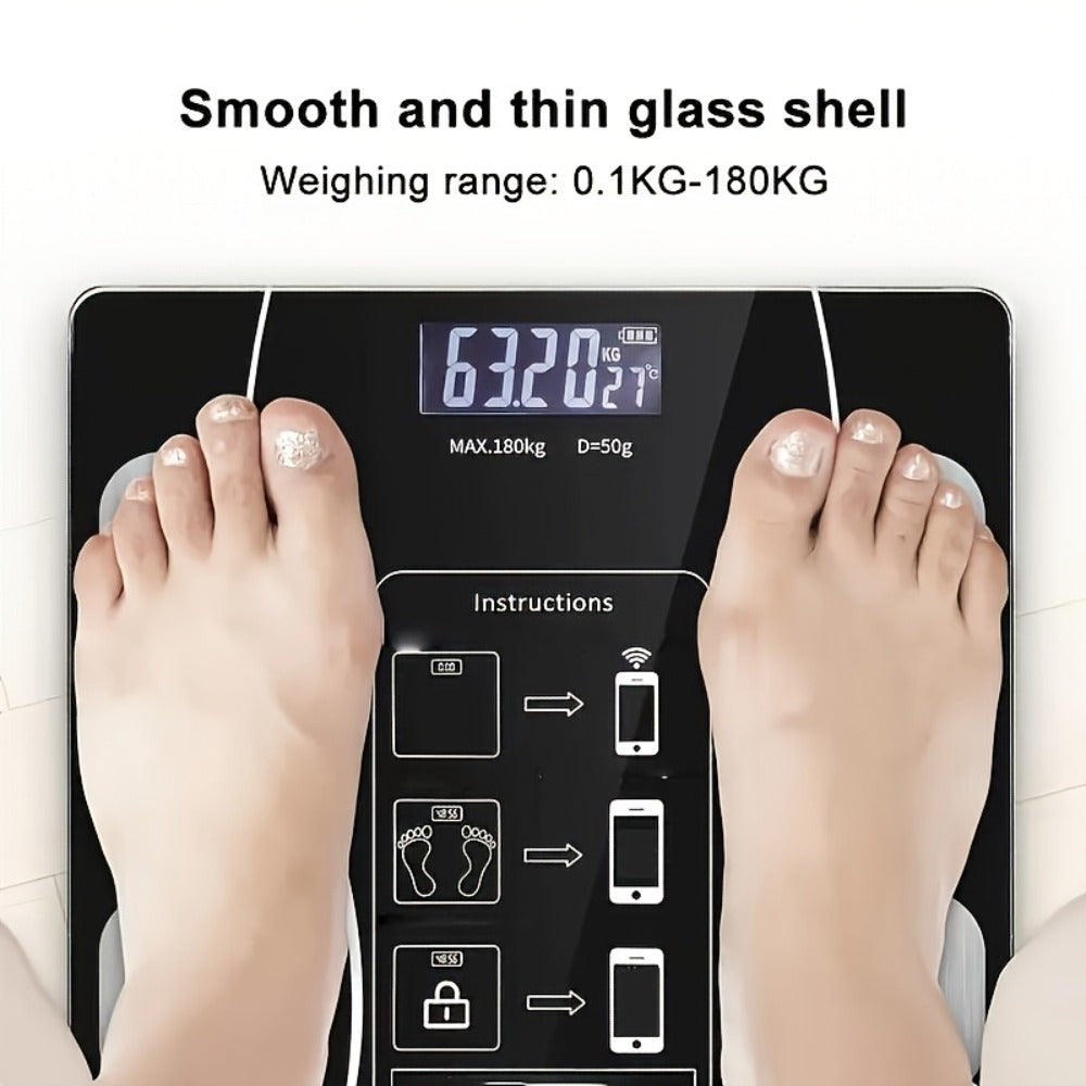 Digital Bathroom Scale Body Weight Scale LED Backlit Display Tempered Glass 400lb Capacity Compact - product image 7