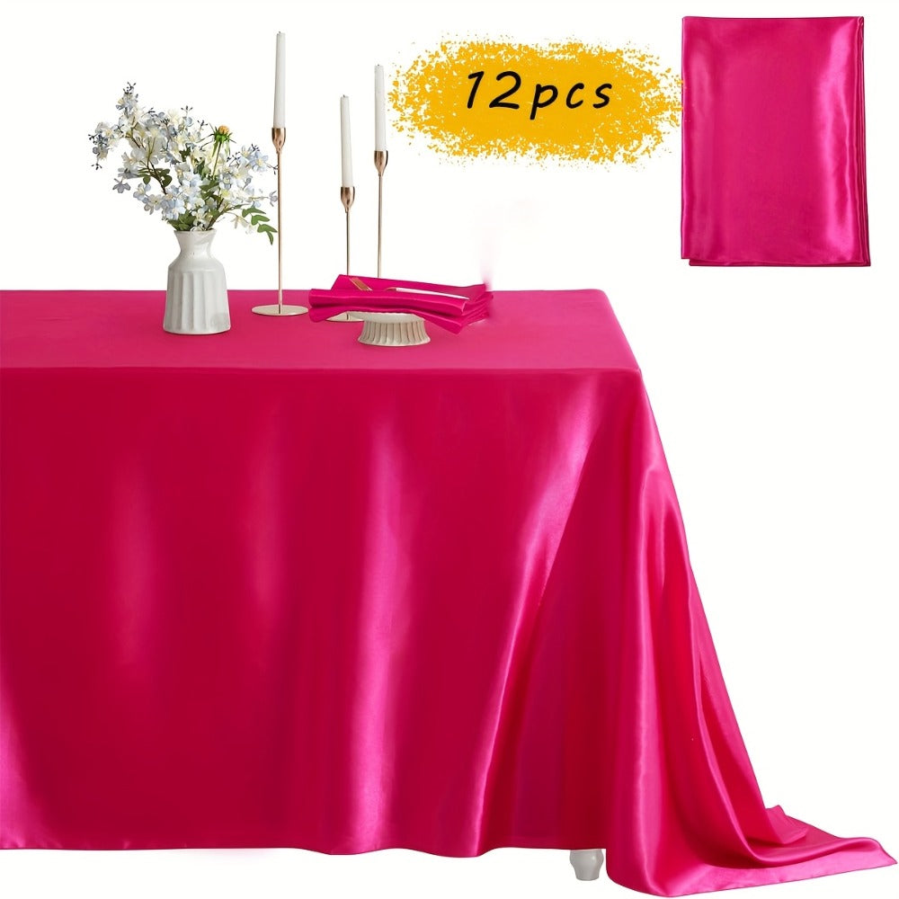 Satin Tablecloth 12pcs 57"x102" Rectangular Silky Smooth Fabric Table Cover for Wedding Banquet Birthday Party Holiday Event - product image 8
