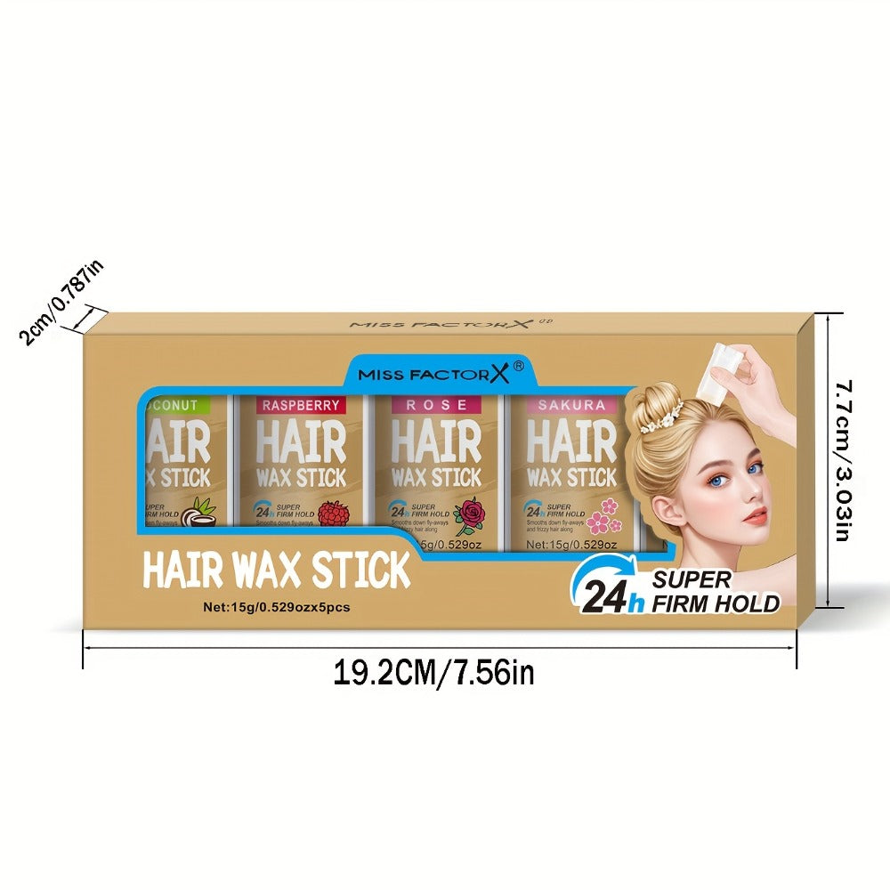 Hair Wax Stick 5 Pack Flyaway Control Edge Control with Jojoba Oil – Fragrance Free Non-Greasy Strong Hold Slick Back Styling Wax for Women Men All Hair Types - product image 5