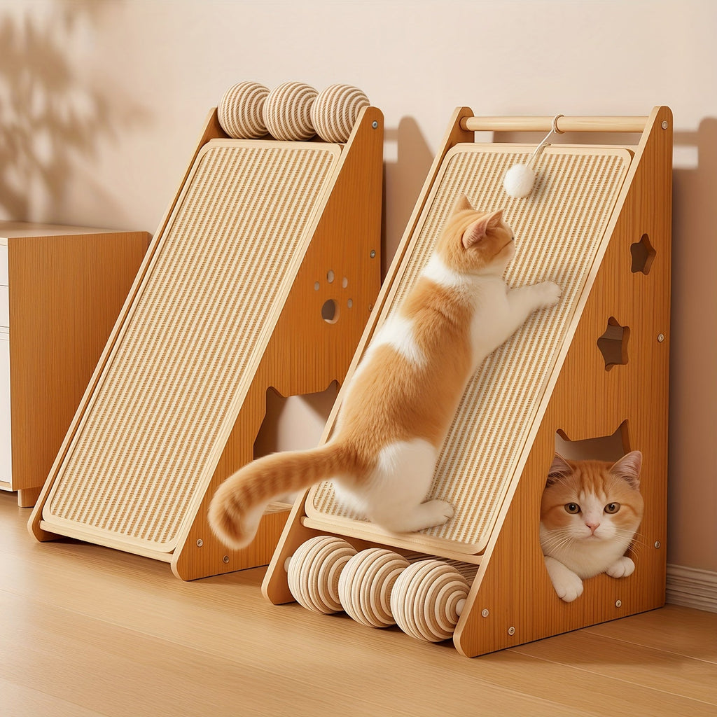 Cat Scratching Board 27 Inch Multi-Functional Sisal Scratcher with Teaser Balls | Wear-Resistant Cat Paw Pads, Furniture Protector, Easy Install Indoor Cat - product image 2