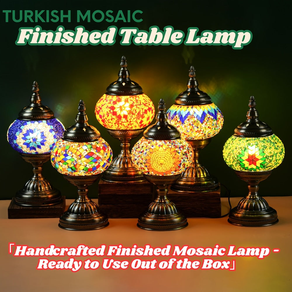 Mosaic Table Lamp Handcrafted Turkish Glass Bedside Lamp 3-Color Dimmable with Metal Base Bulb Included - product image 17
