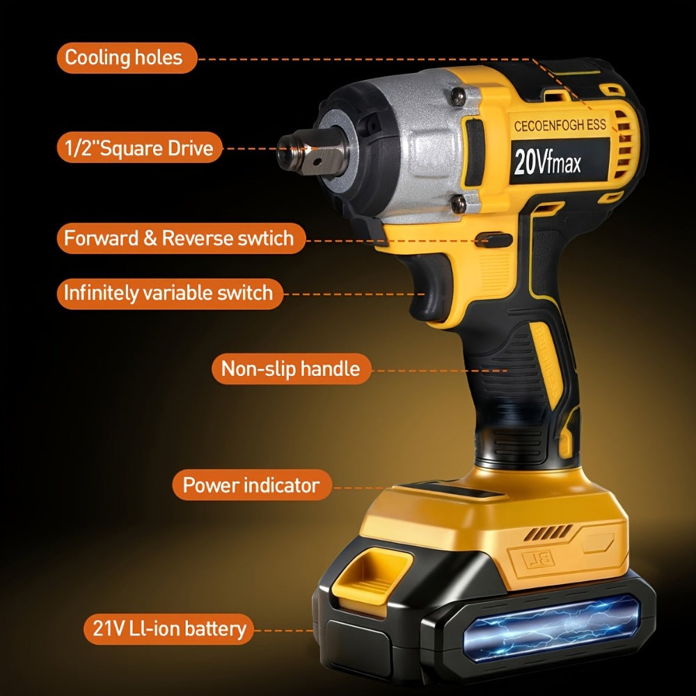 Cordless Impact Wrench 1/2 Inch Brushless – 450N.m 259Ft-lbs High Torque Impact Gun, 3300RPM Variable Speed, 12 Sockets, Fast Charger & Dual Battery Options for Auto Repair & Home  - product image 8