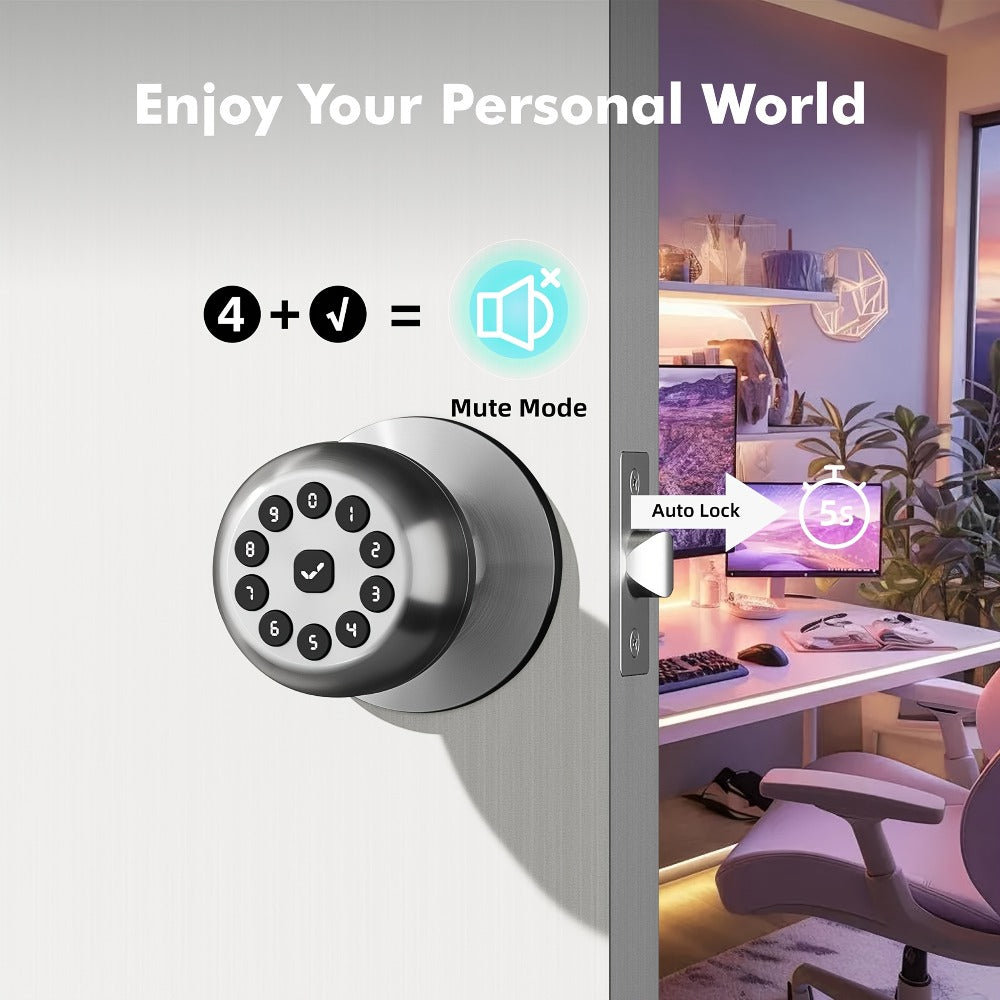 Smart Door Lock Keyless Entry – 3-in-1 APP + PIN + Key Access, Auto-Lock, Wireless Bedroom Door Lock with Durable Alloy Construction, Easy Installation, Holiday Gift for Family (Si - product image 5