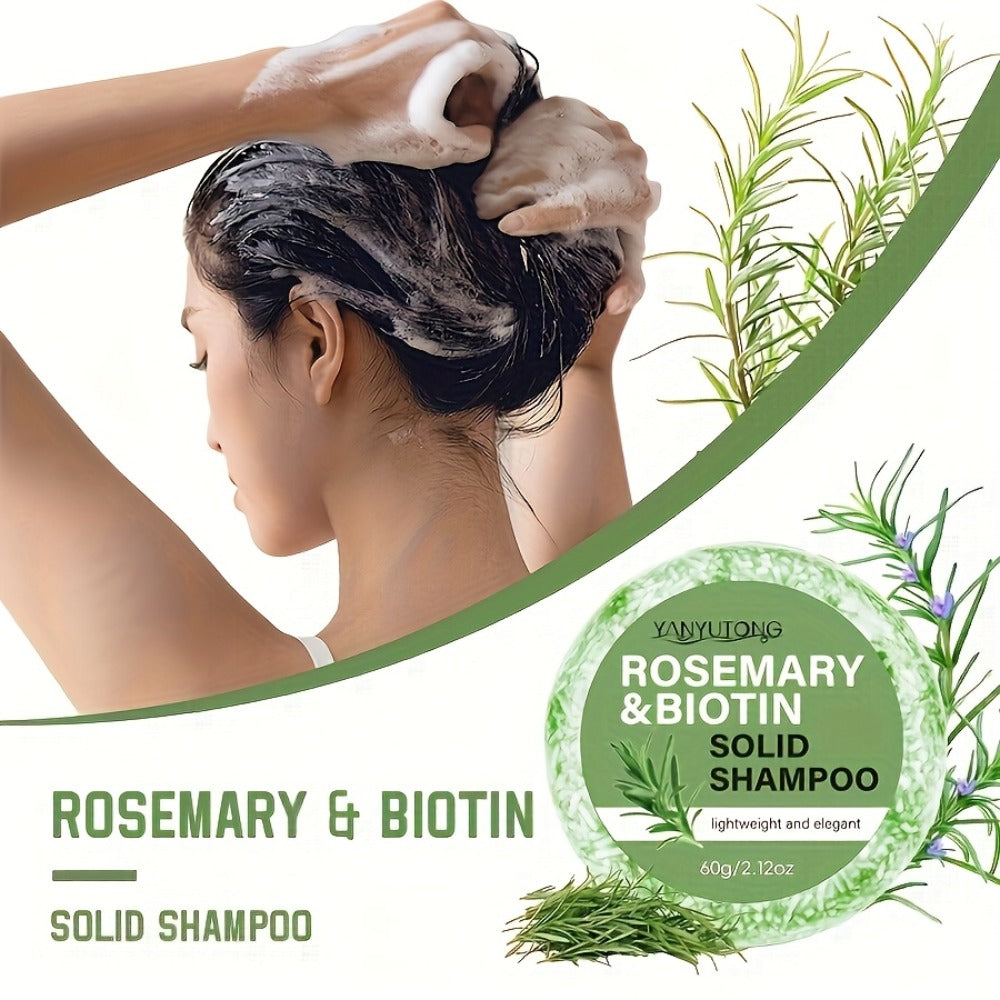 Rosemary Biotin Solid Shampoo Bar 3 Pack — Plant-Based Nourishing Mild Non-Irritating Formula for Sleek Smooth Hair, Scalp Care, Frizz Control, All Hair Types, Eco-Friendly, 60g Ea - product image 5