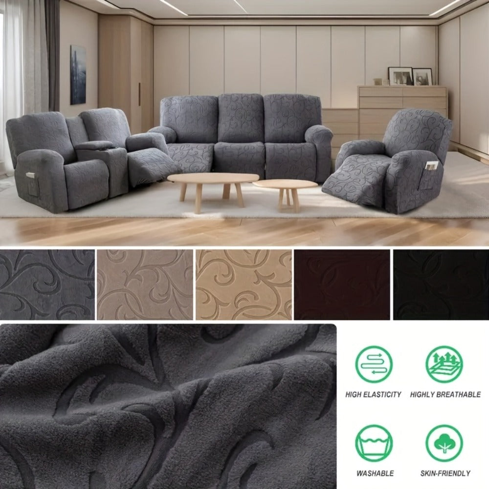 Chenille Recliner Sofa Cover 3 Seater High Stretch Thickened Hooked Fabric - Machine Washable Wear Resistant Couch Slipcover | Sand Color Light Grey Chocolate | Living Room Bedroom - product image 15