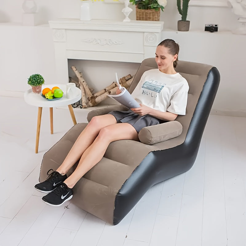 Portable PVC Inflatable Recliner Chair with Air Pump | S-Shape Ergonomic Sofa Bed for Outdoor & Indoor Use, Camping, Beach, Garden, Courtyard & Travel - product image